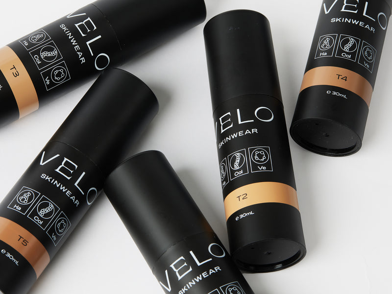 Velo beauty BB cream bottles and a link to the shop